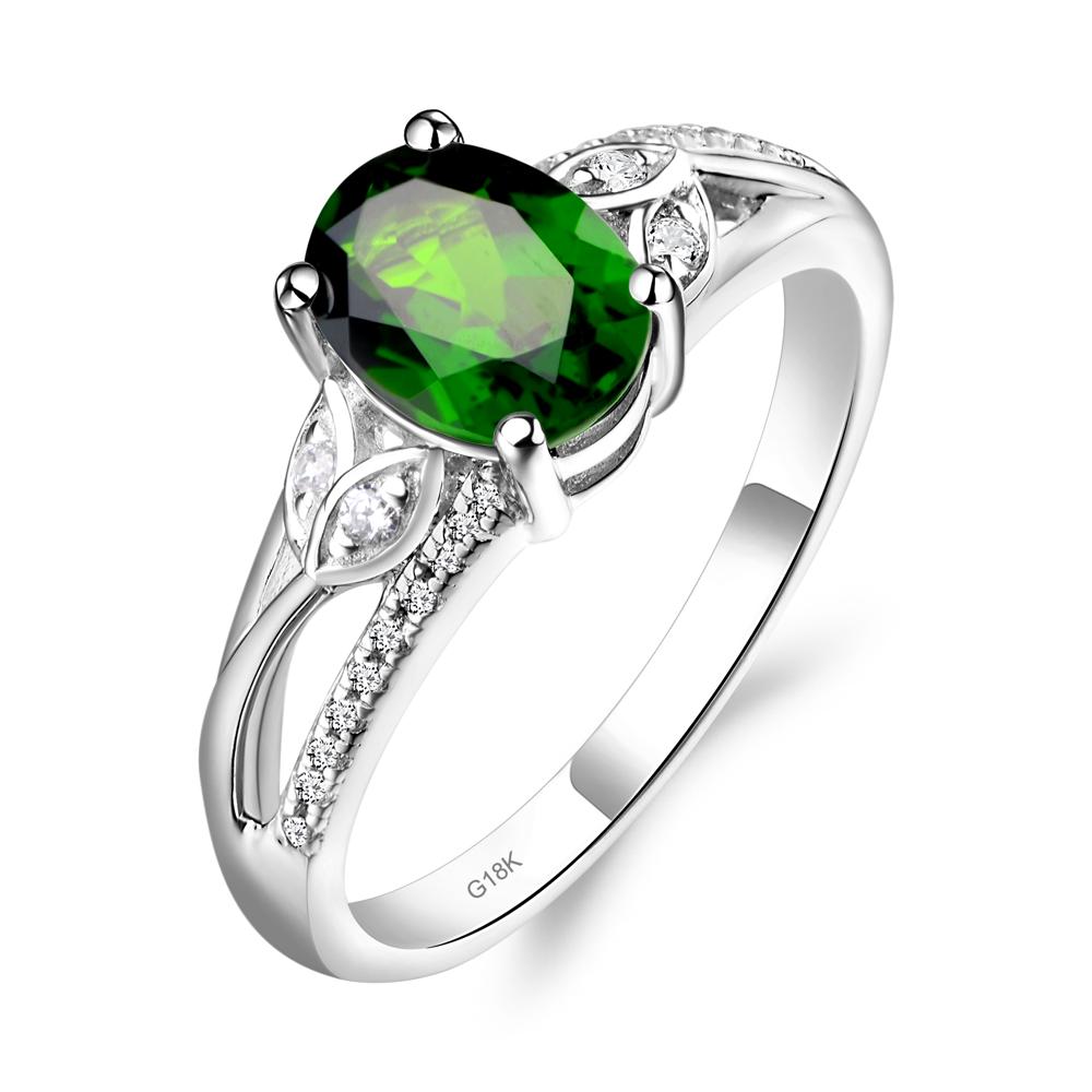 Oval Cut Diopside Ring - LUO Jewelry #metal_18k white gold
