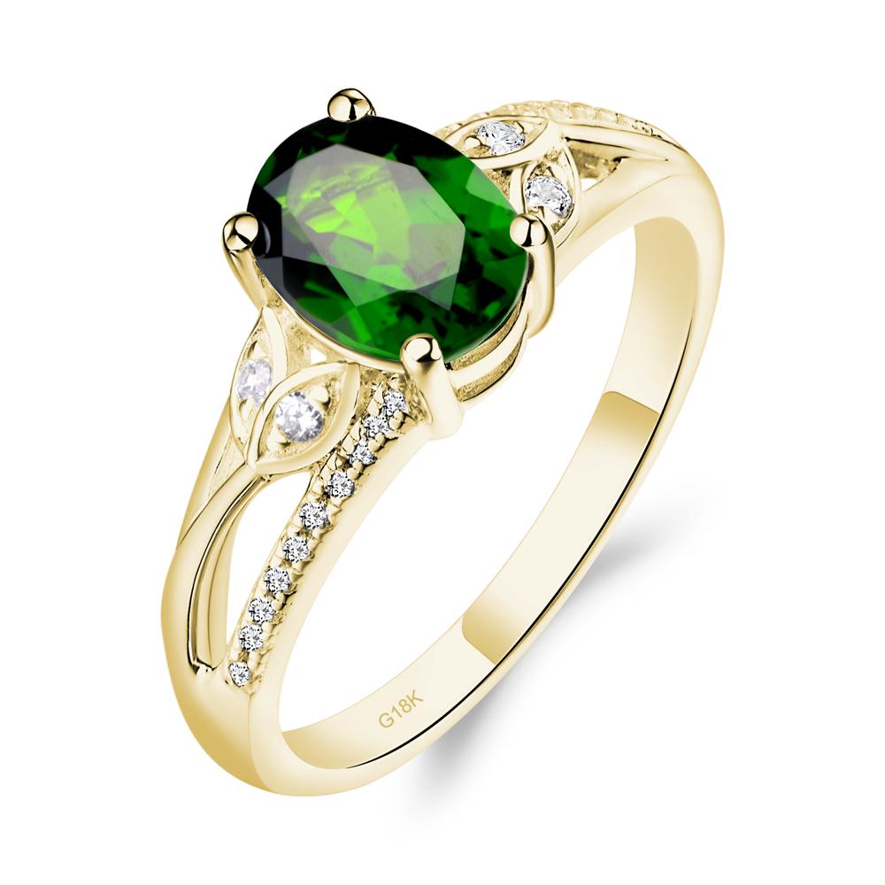 Oval Cut Diopside Ring - LUO Jewelry #metal_18k yellow gold