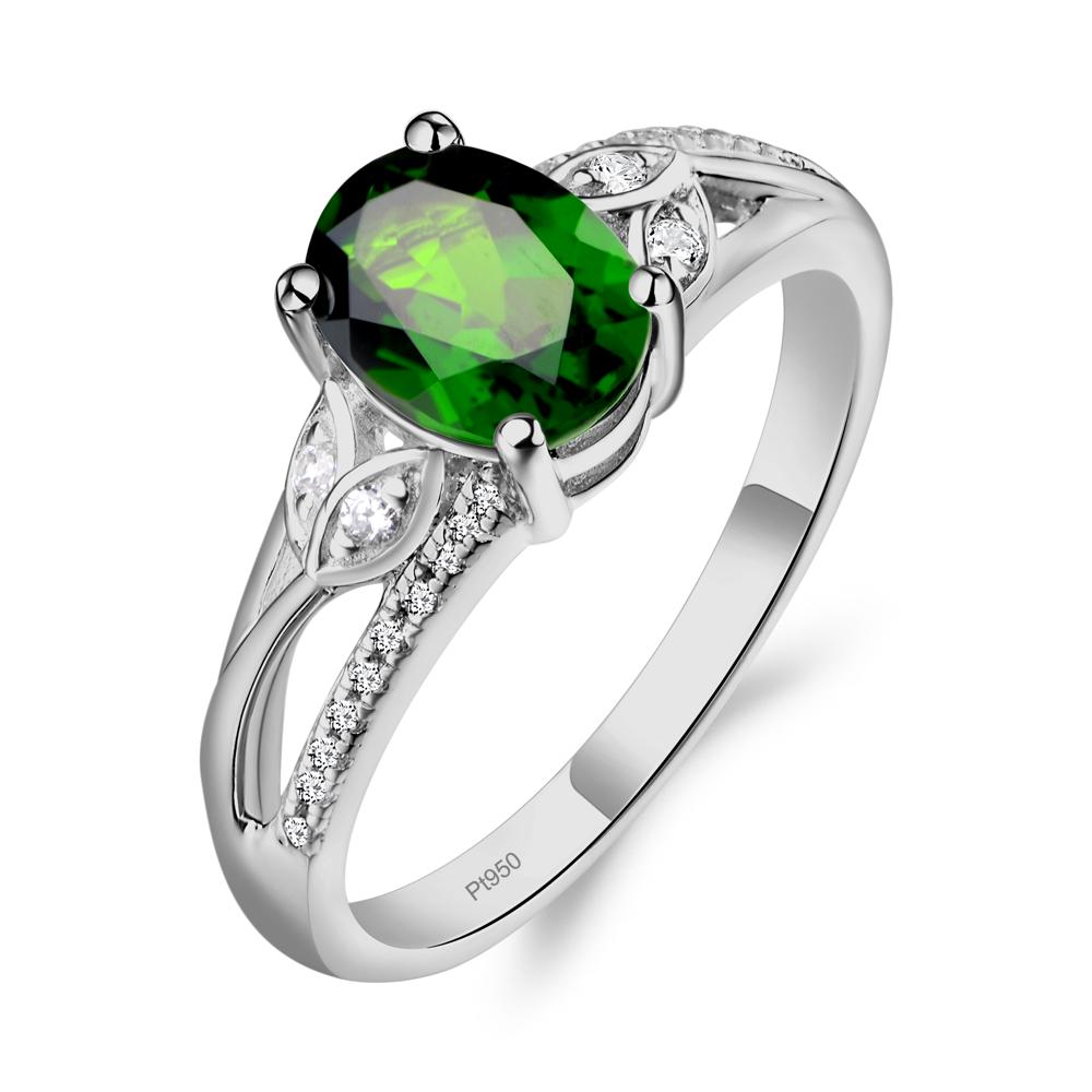 Oval Cut Diopside Ring - LUO Jewelry #metal_platinum