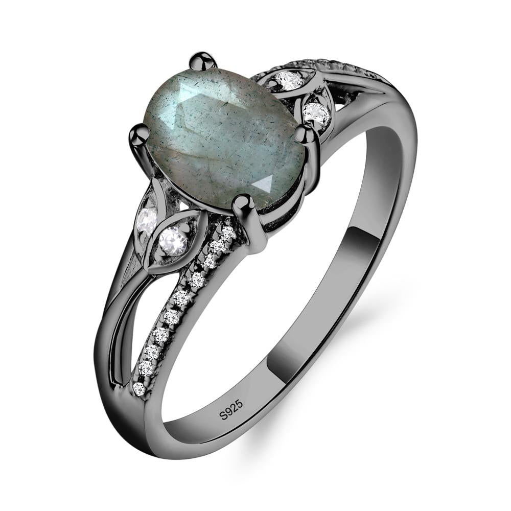 Oval Cut Labradorite Ring - LUO Jewelry #metal_black finish sterling silver
