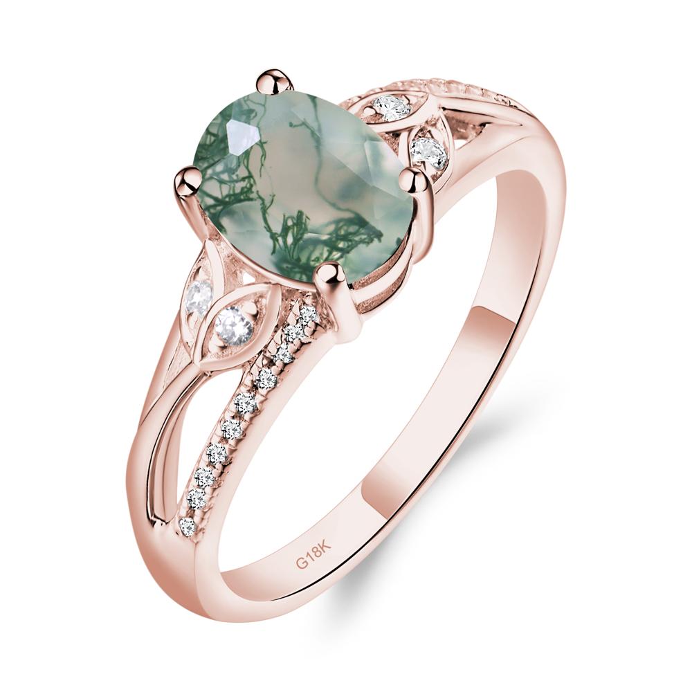 Oval Cut Moss Agate Ring - LUO Jewelry #metal_18k rose gold