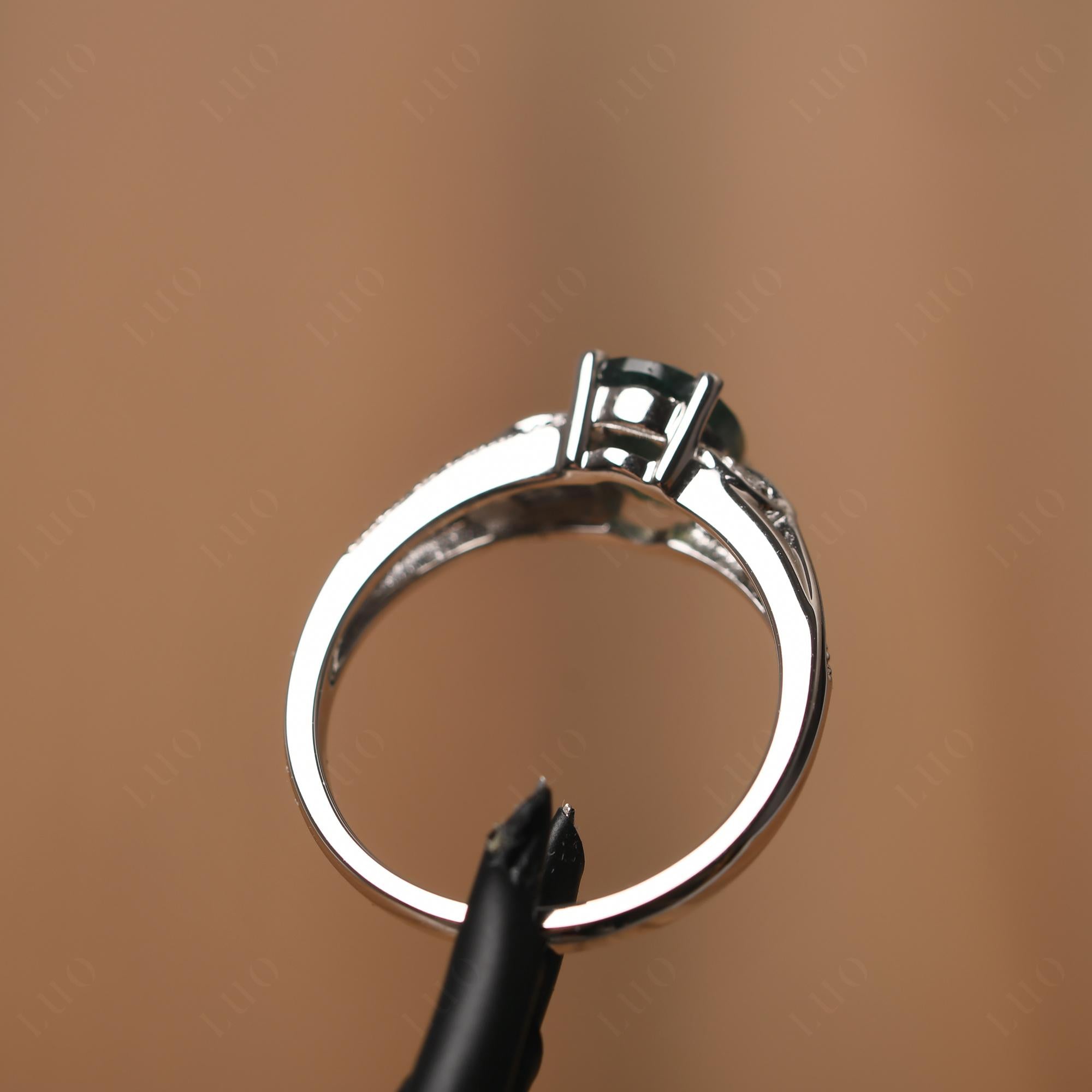Oval Cut Moss Agate Ring - LUO Jewelry 