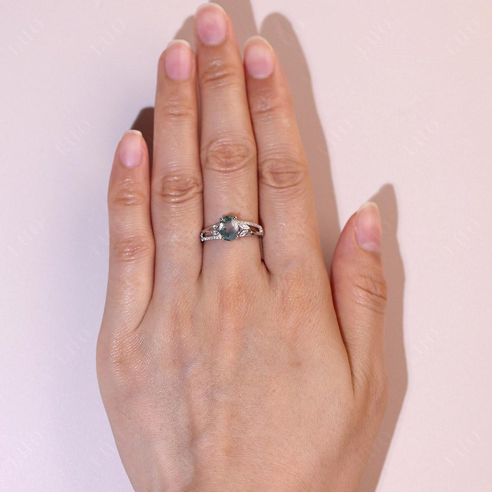 Oval Cut Moss Agate Ring - LUO Jewelry 