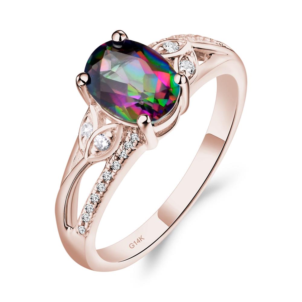 Oval Cut Mystic Topaz Ring - LUO Jewelry #metal_14k rose gold