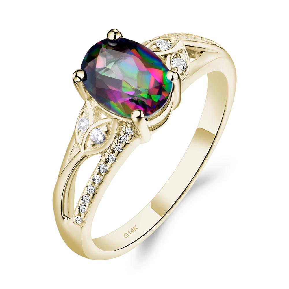 Oval Cut Mystic Topaz Ring - LUO Jewelry #metal_14k yellow gold