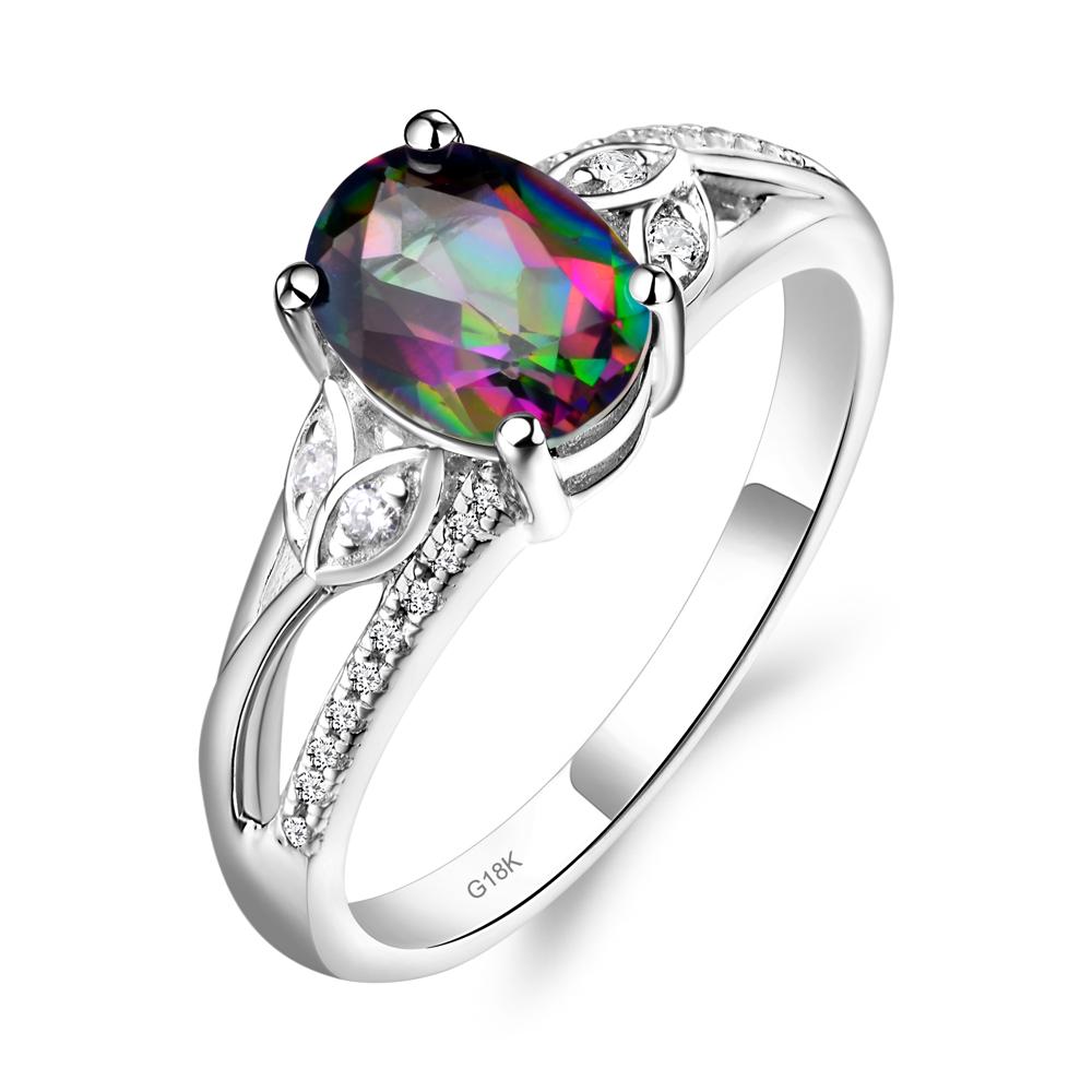 Oval Cut Mystic Topaz Ring - LUO Jewelry #metal_18k white gold