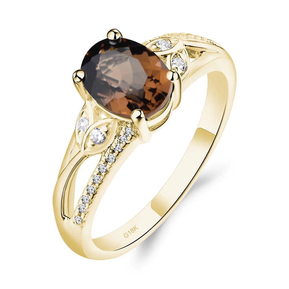 Oval Cut Smoky Quartz Ring - LUO Jewelry #metal_18k yellow gold