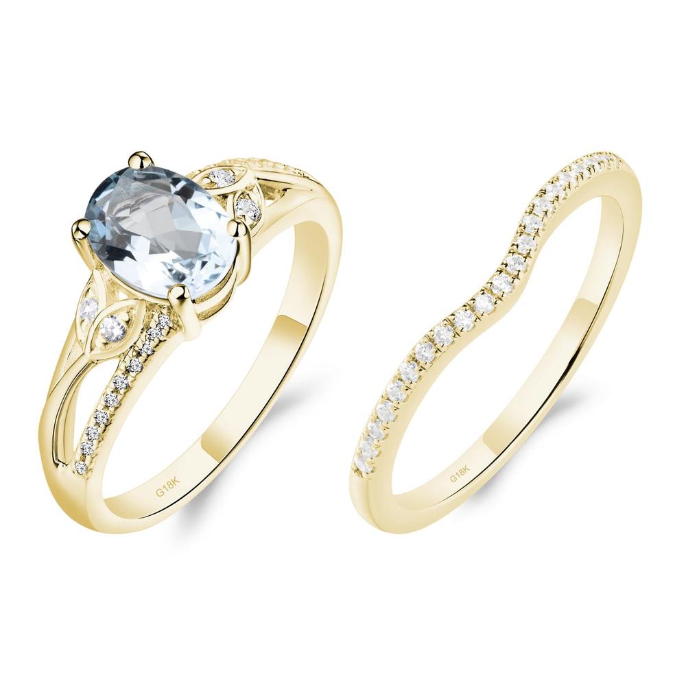 Oval Cut Aquamarine Ring - LUO Jewelry #metal_18k yellow gold