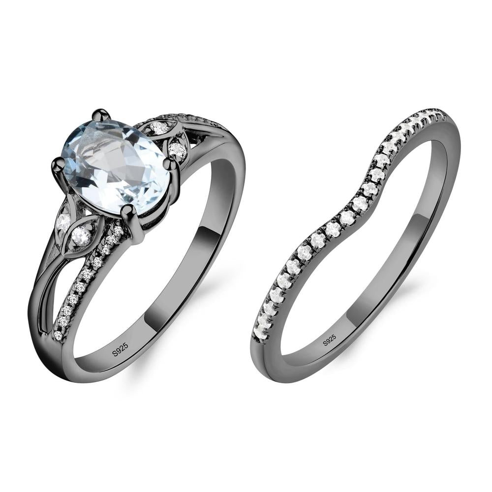 Oval Cut Aquamarine Ring - LUO Jewelry #metal_black finish sterling silver