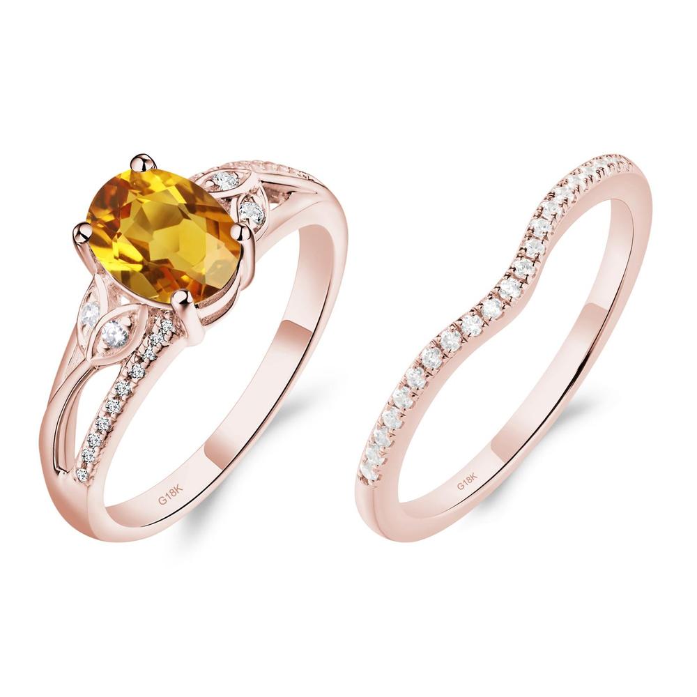 Oval Cut Citrine Ring - LUO Jewelry #metal_18k rose gold
