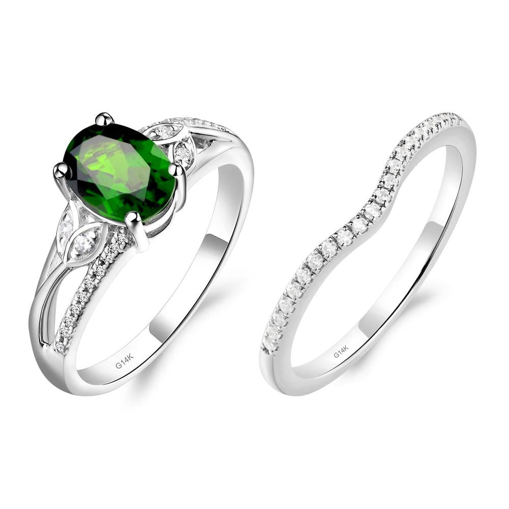Oval Cut Diopside Ring - LUO Jewelry #metal_14k white gold