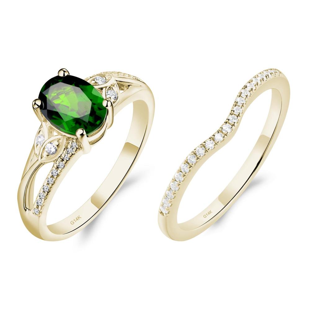 Oval Cut Diopside Ring - LUO Jewelry #metal_14k yellow gold