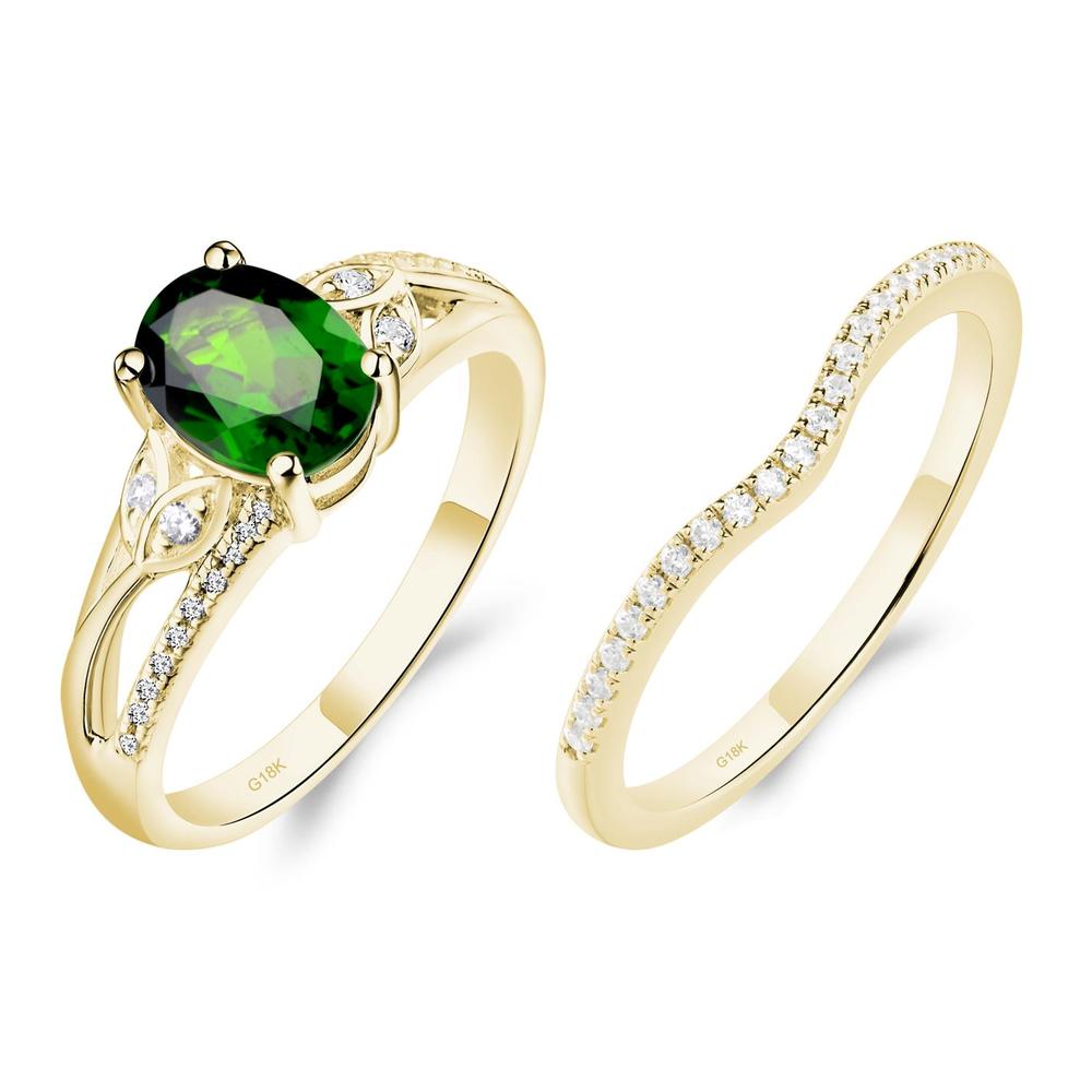 Oval Cut Diopside Ring - LUO Jewelry #metal_18k yellow gold