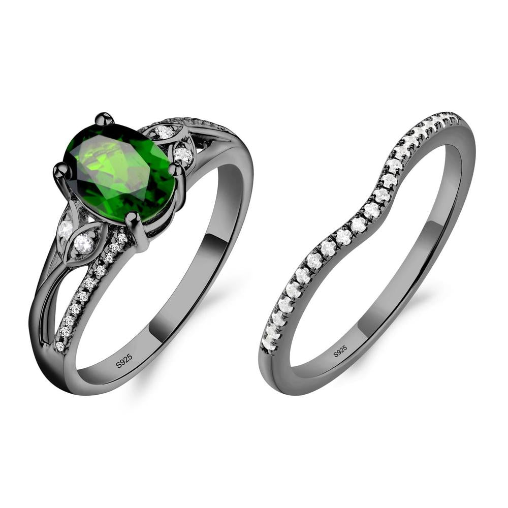 Oval Cut Diopside Ring - LUO Jewelry #metal_black finish sterling silver
