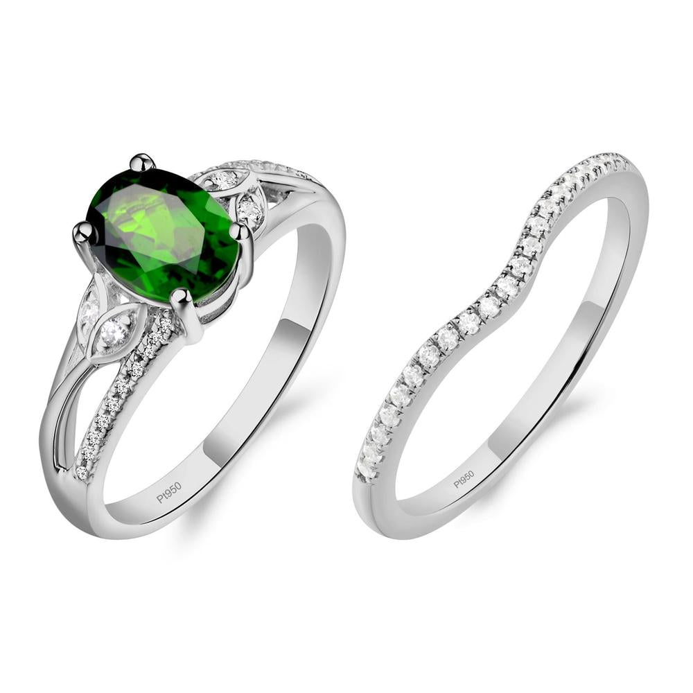 Oval Cut Diopside Ring - LUO Jewelry #metal_platinum