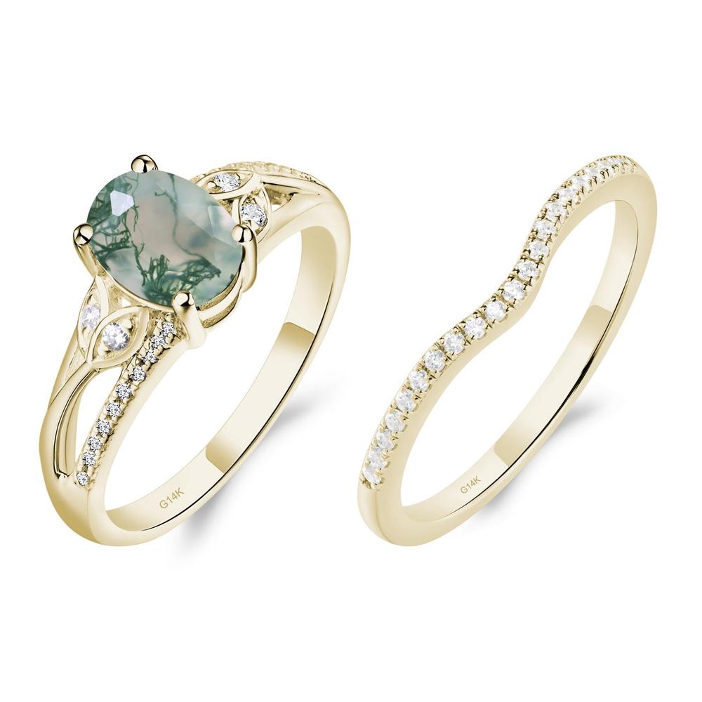 Oval Cut Moss Agate Ring - LUO Jewelry #metal_14k yellow gold