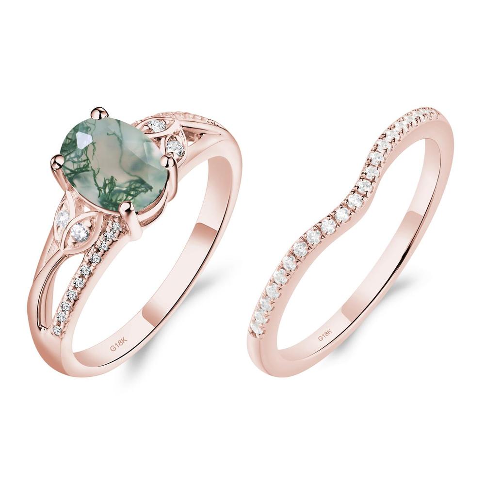 Oval Cut Moss Agate Ring - LUO Jewelry #metal_18k rose gold