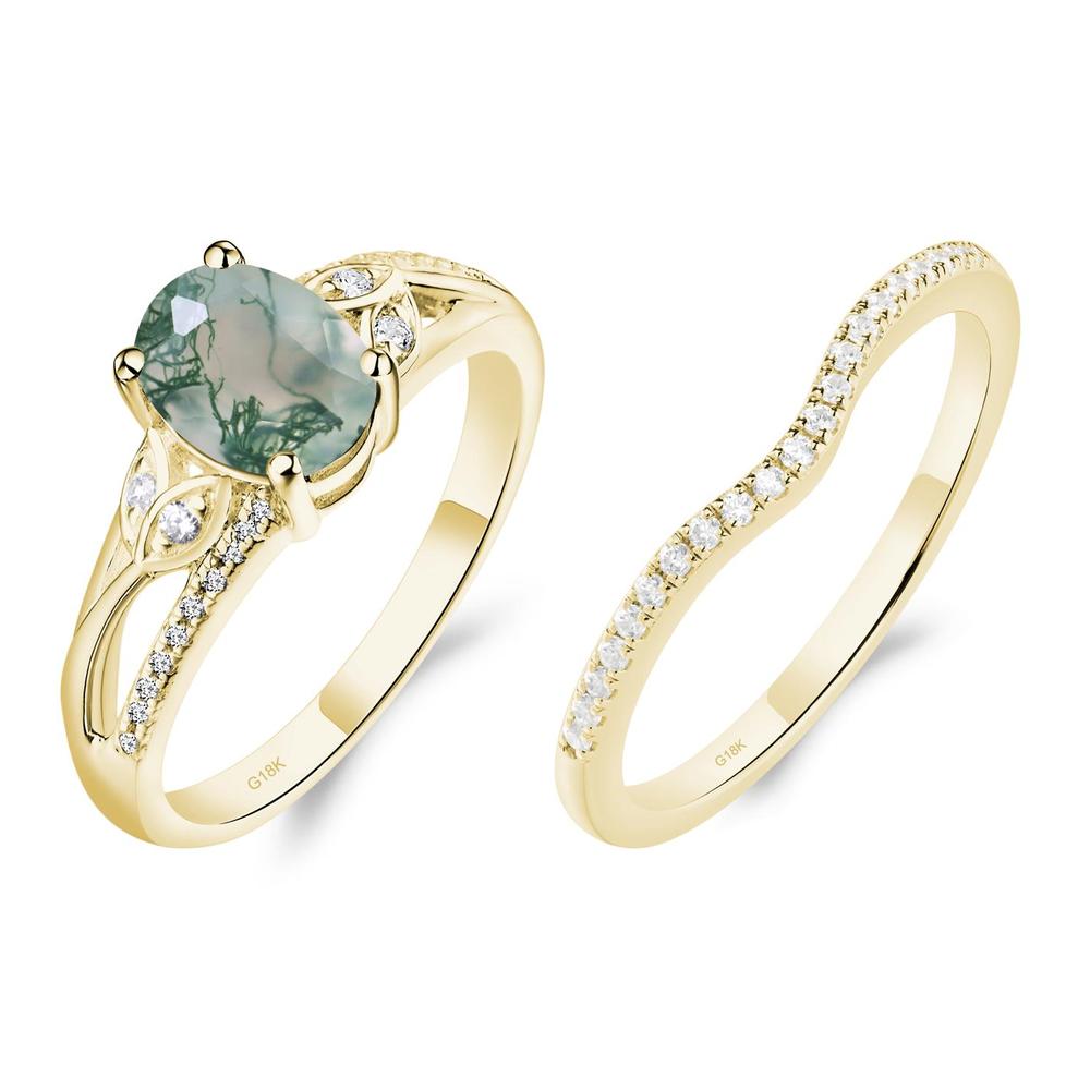 Oval Cut Moss Agate Ring - LUO Jewelry #metal_18k yellow gold