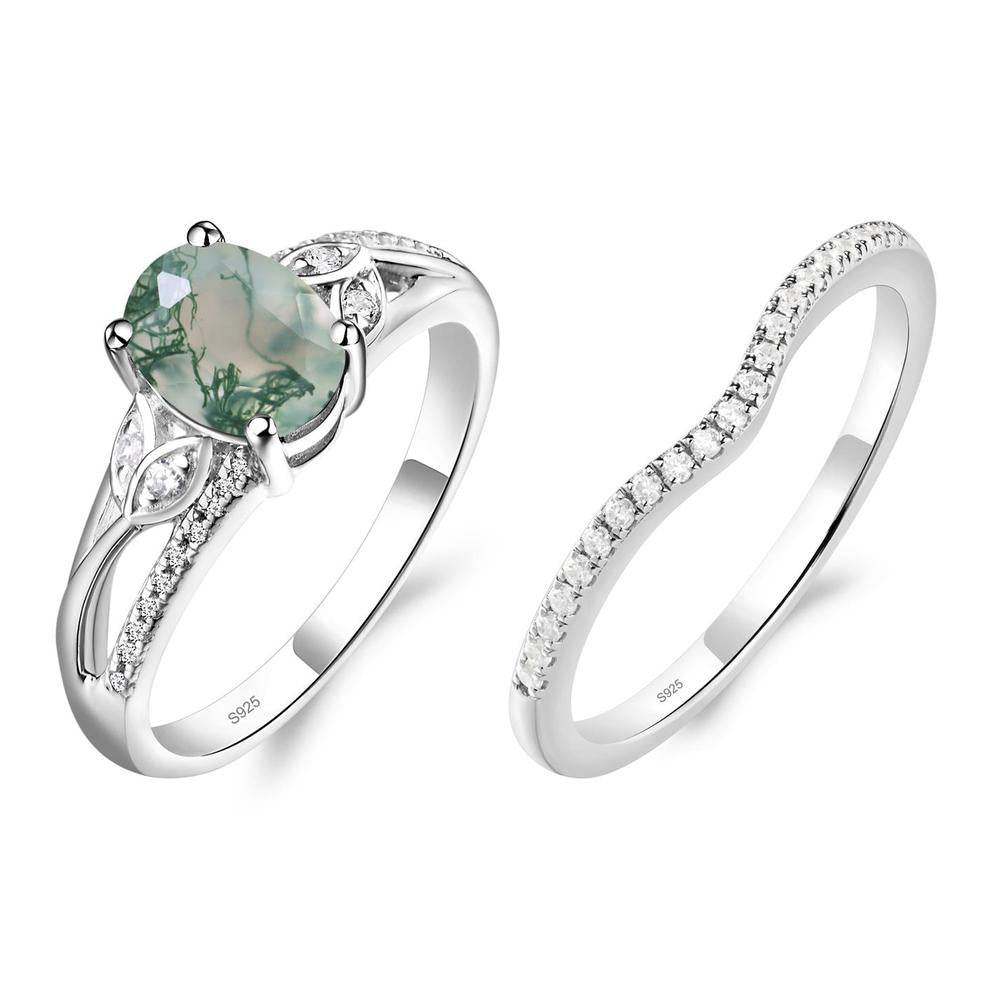 Oval Cut Moss Agate Ring - LUO Jewelry #metal_sterling silver