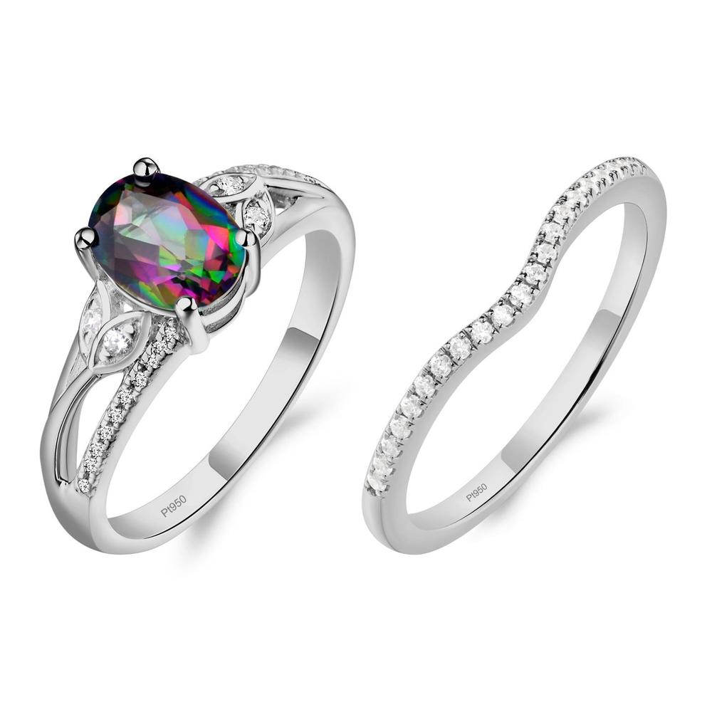 Oval Cut Mystic Topaz Ring - LUO Jewelry #metal_platinum