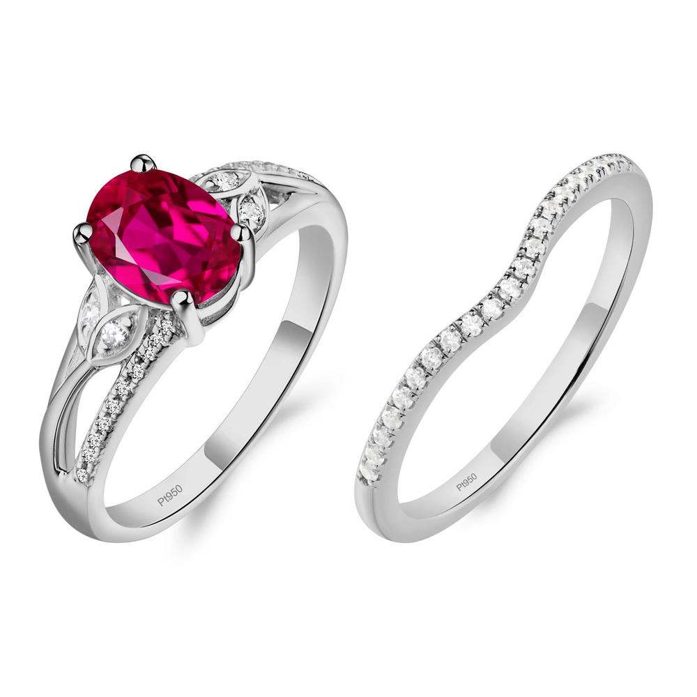 Oval Cut Ruby Ring - LUO Jewelry #metal_platinum