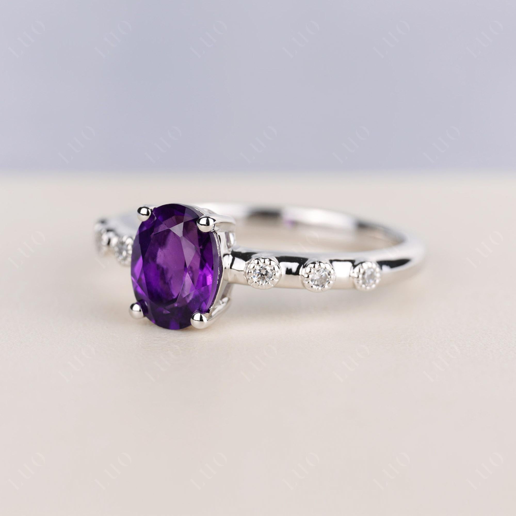 Antique Oval Cut Amethyst Ring - LUO Jewelry 