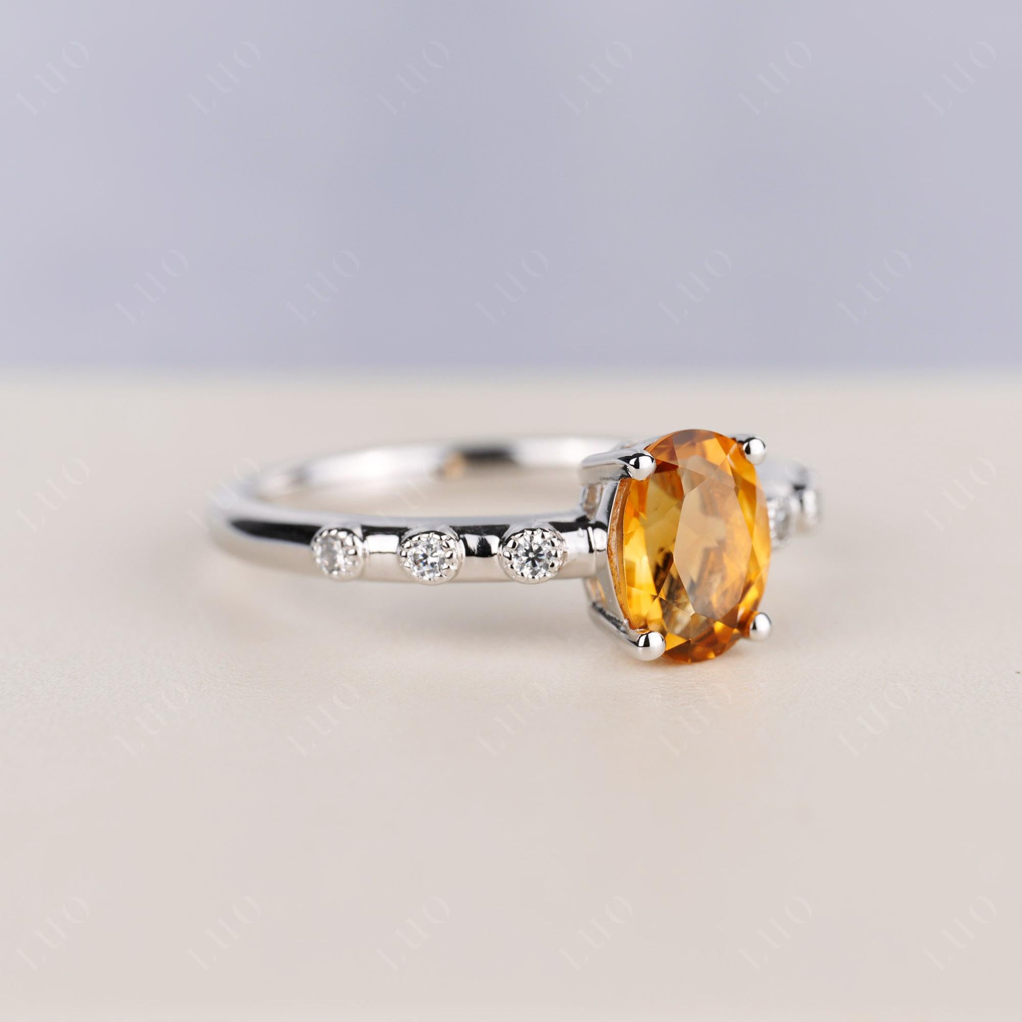 Antique Oval Cut Citrine Ring - LUO Jewelry 