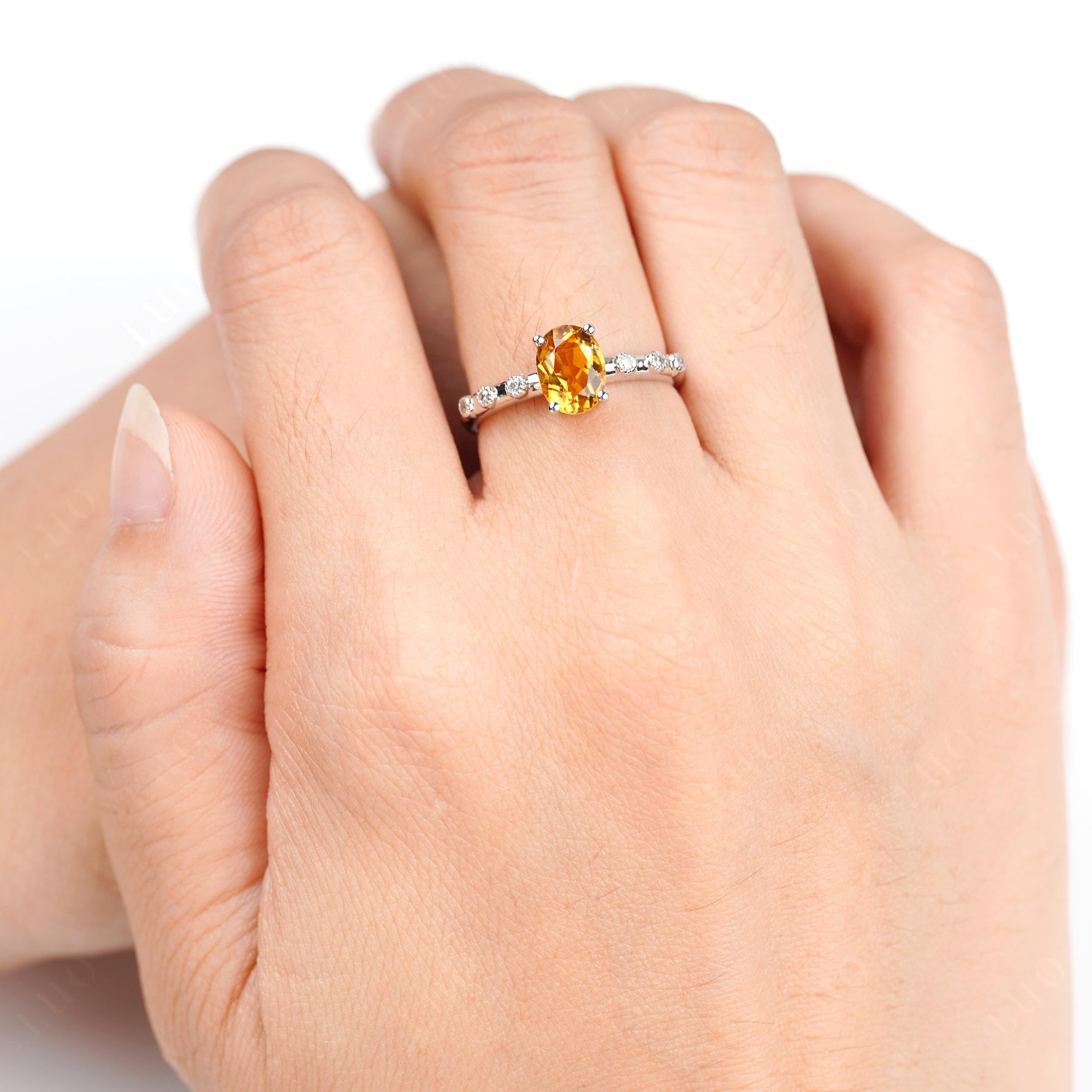 Antique Oval Cut Citrine Ring - LUO Jewelry 