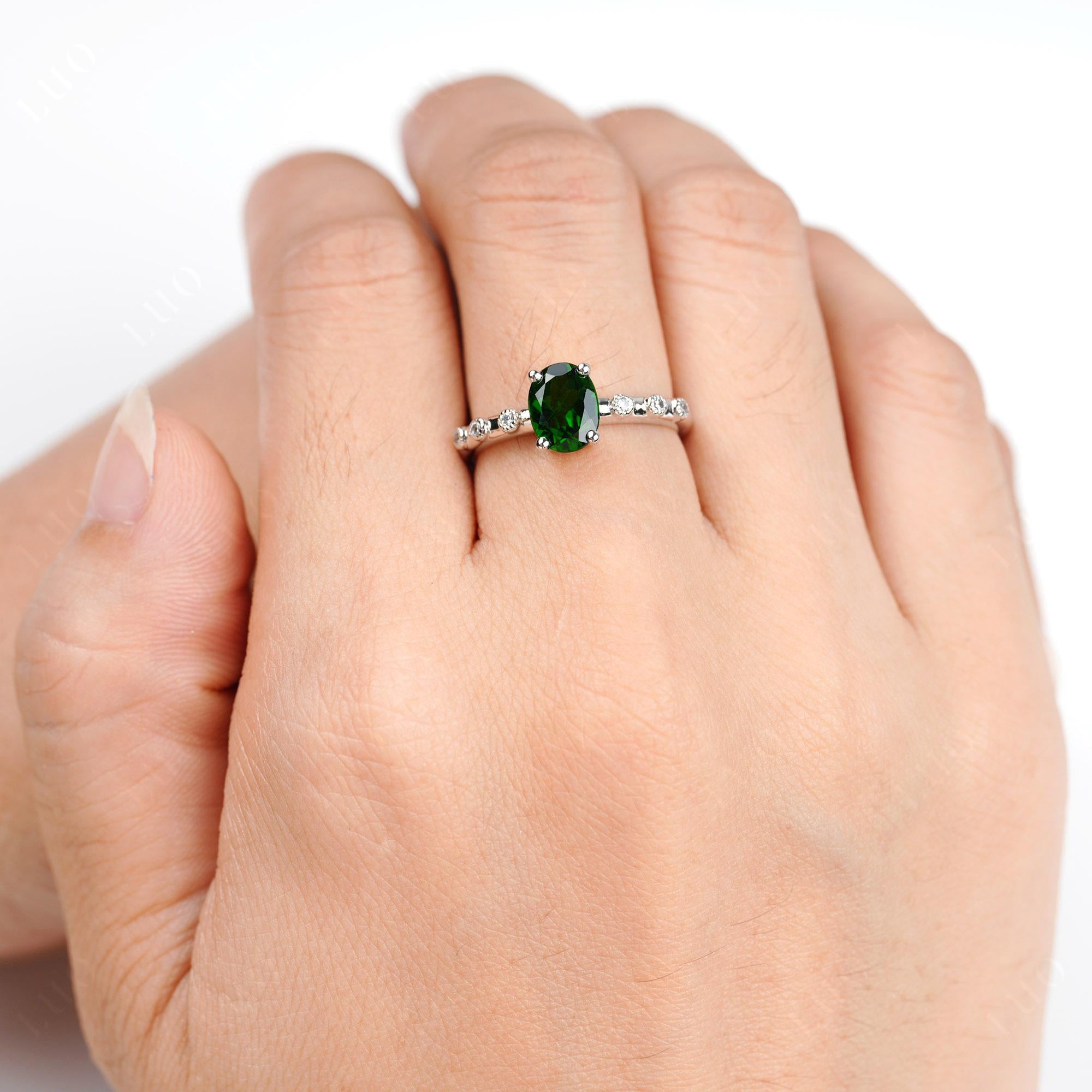 Antique Oval Cut Diopside Ring - LUO Jewelry 
