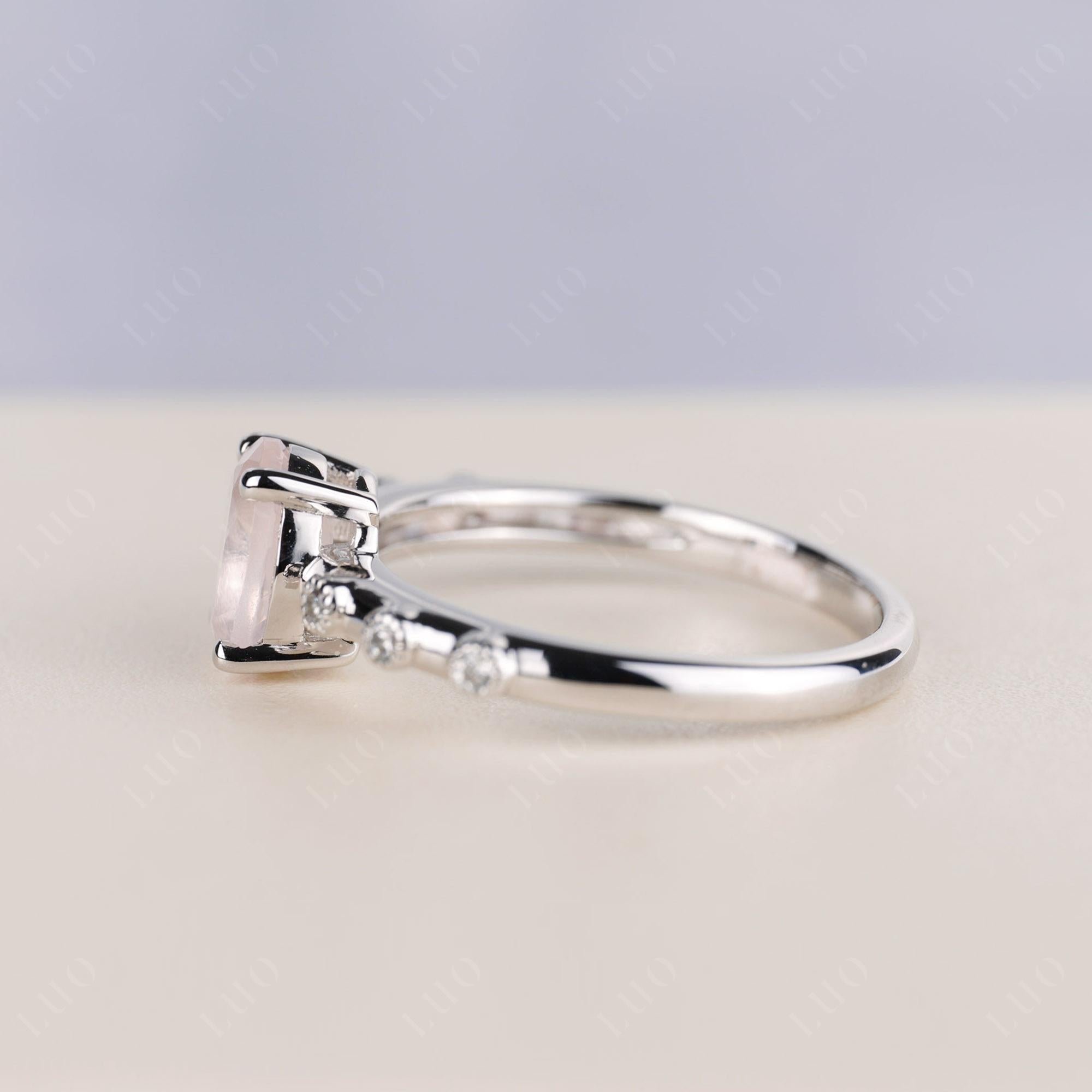 Antique Oval Cut Rose Quartz Ring - LUO Jewelry 