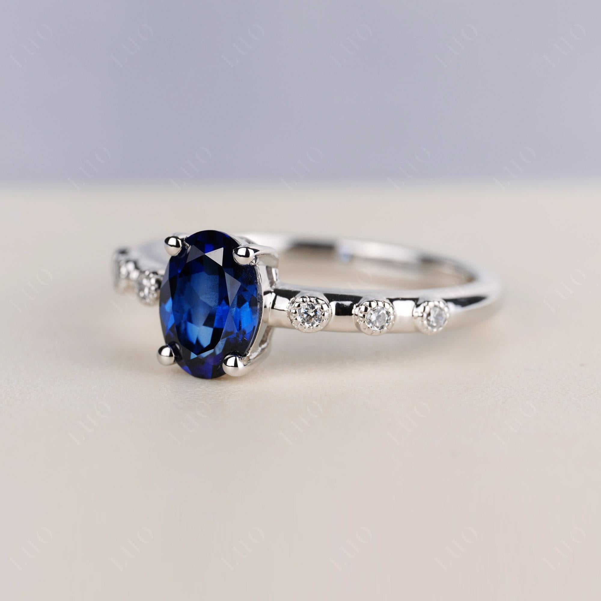 Antique Oval Cut Sapphire Ring - LUO Jewelry 