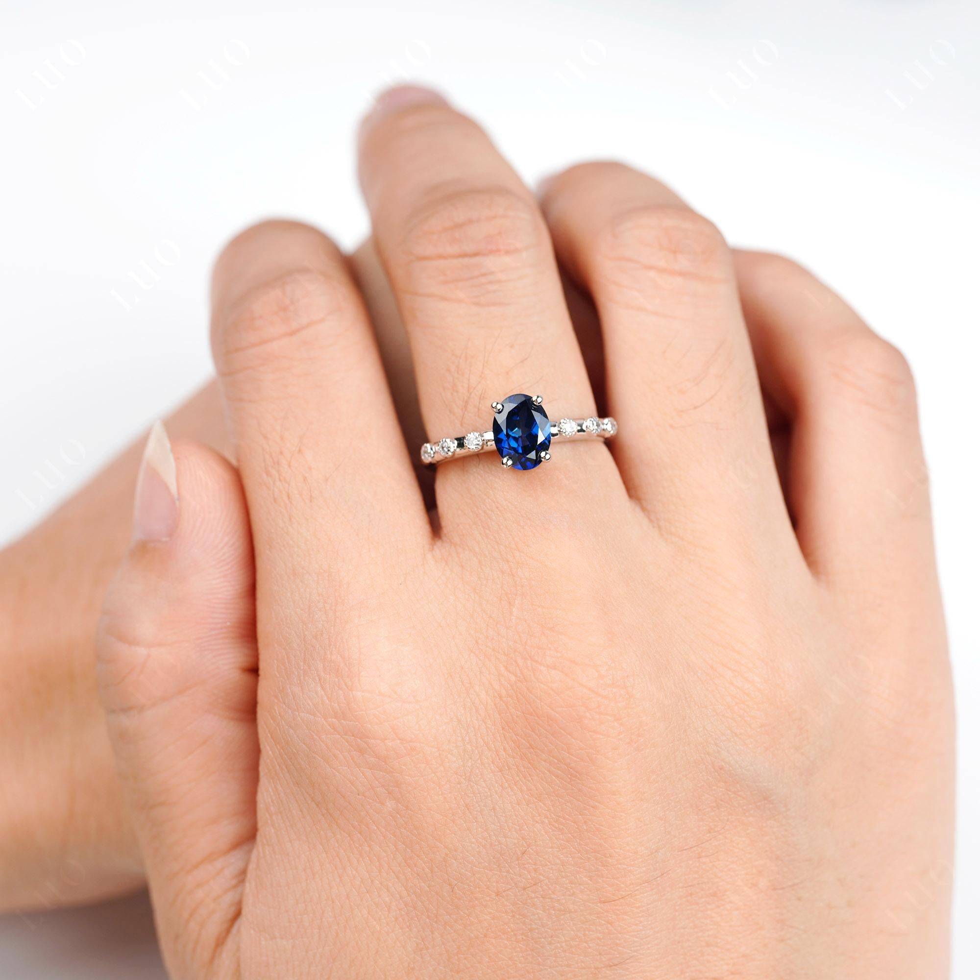 Antique Oval Cut Sapphire Ring - LUO Jewelry 