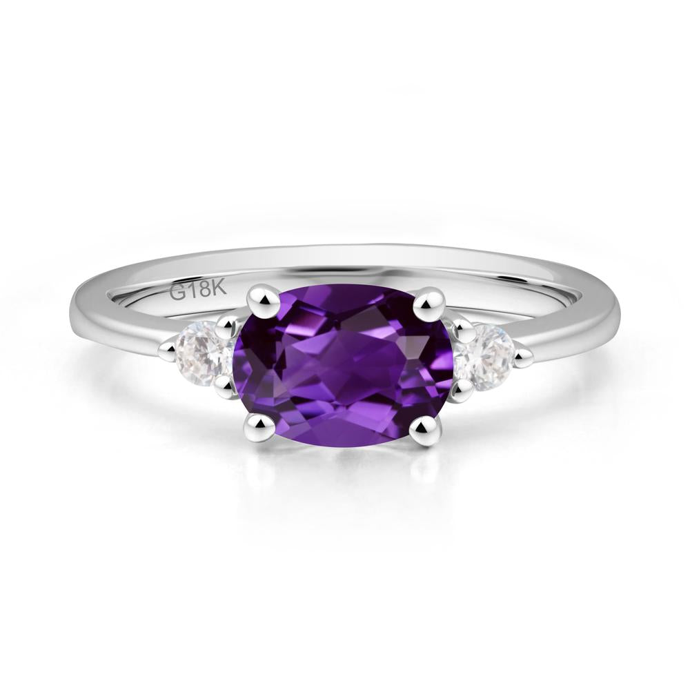 Oval East West Amethyst Trilogy Ring - LUO Jewelry #metal_18k white gold