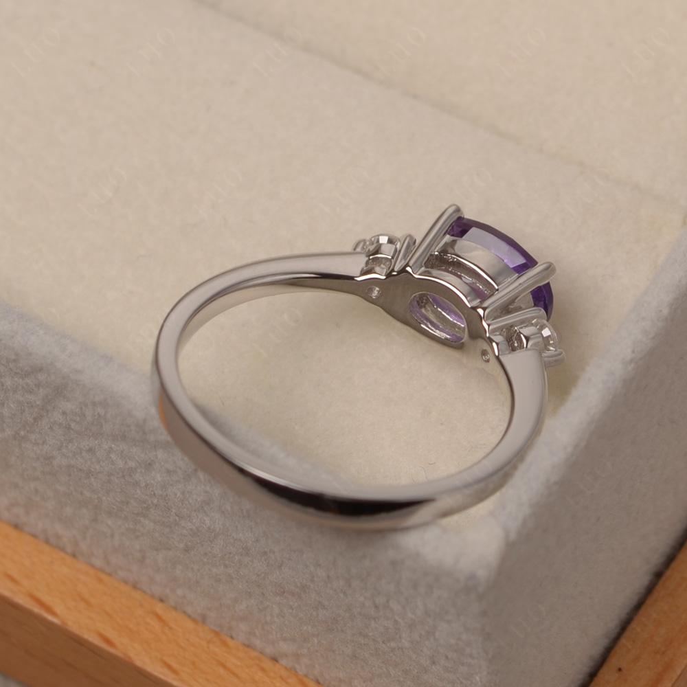 Oval East West Amethyst Trilogy Ring - LUO Jewelry 