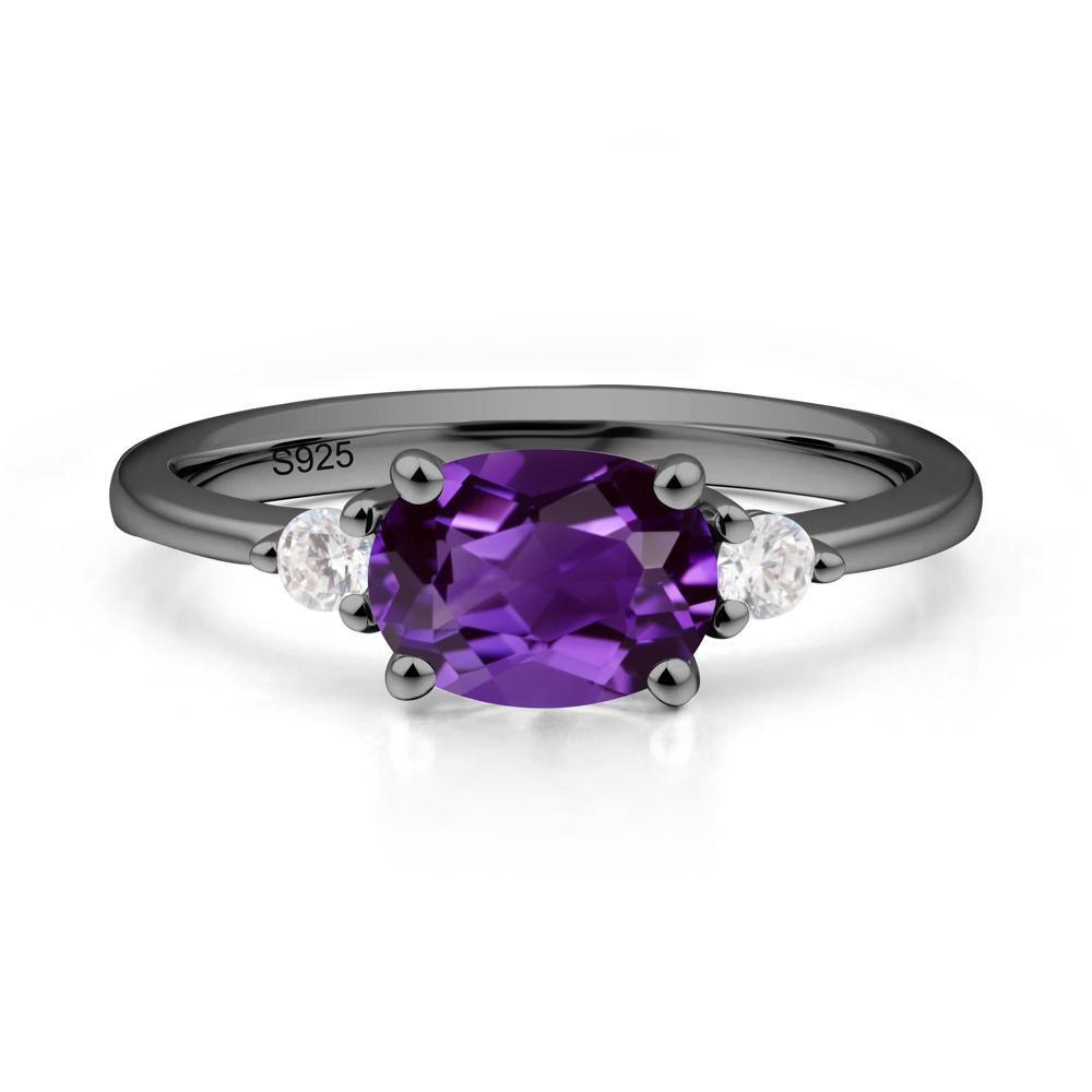 Oval East West Amethyst Trilogy Ring - LUO Jewelry #metal_black finish sterling silver