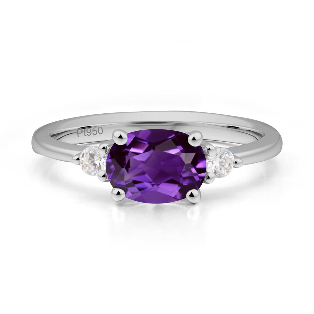 Oval East West Amethyst Trilogy Ring - LUO Jewelry #metal_platinum