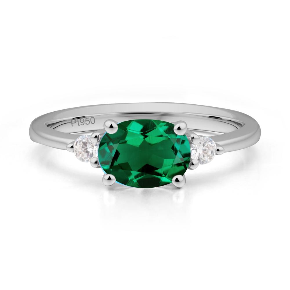 Oval East West Emerald Trilogy Ring - LUO Jewelry #metal_platinum