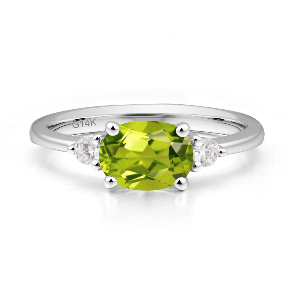 Oval East West Peridot Trilogy Ring - LUO Jewelry #metal_14k white gold