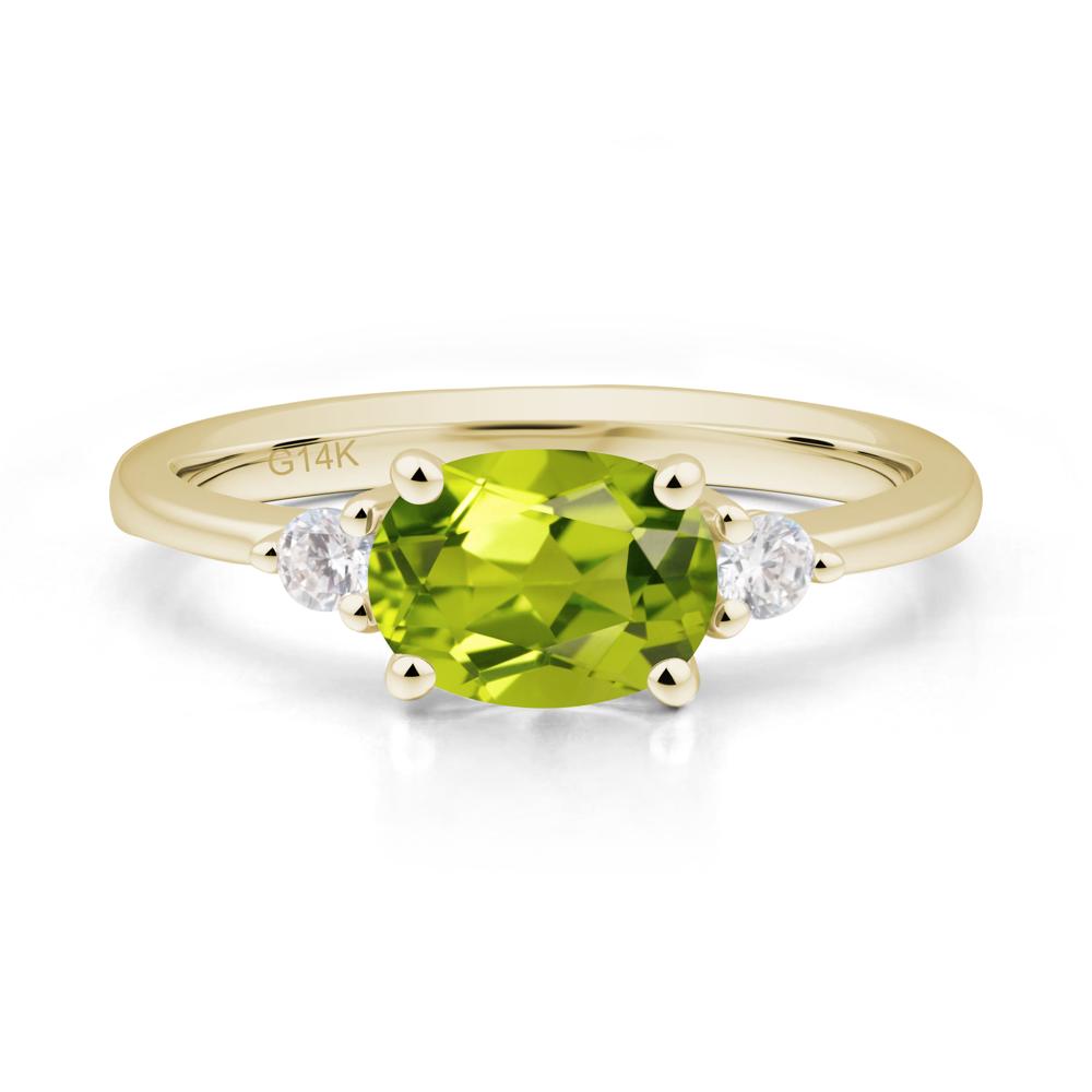Oval East West Peridot Trilogy Ring - LUO Jewelry #metal_14k yellow gold