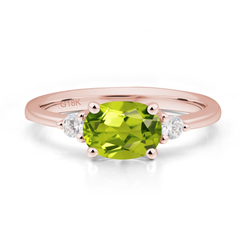 Oval East West Peridot Trilogy Ring - LUO Jewelry #metal_18k rose gold