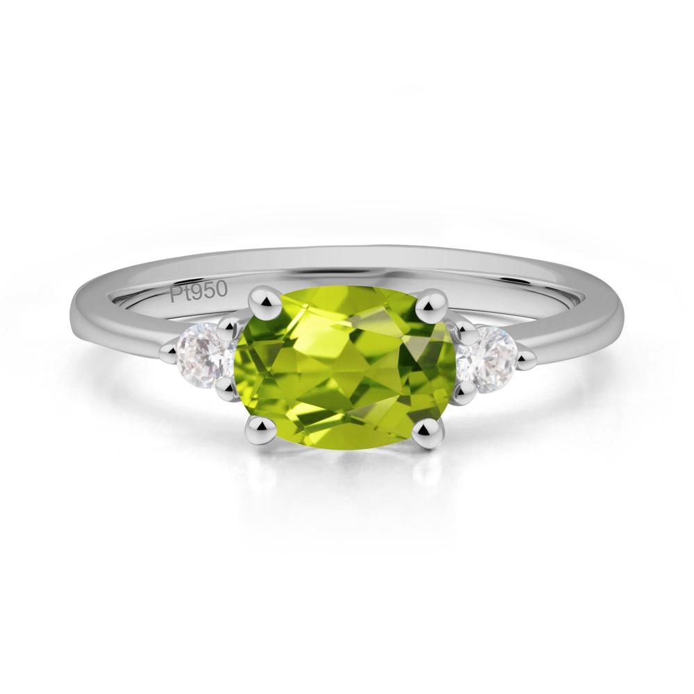 Oval East West Peridot Trilogy Ring - LUO Jewelry #metal_platinum