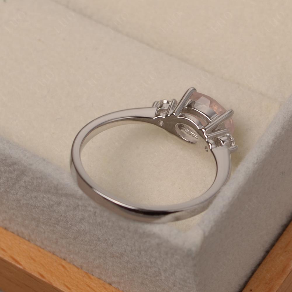 Oval East West Rose Quartz Trilogy Ring - LUO Jewelry 