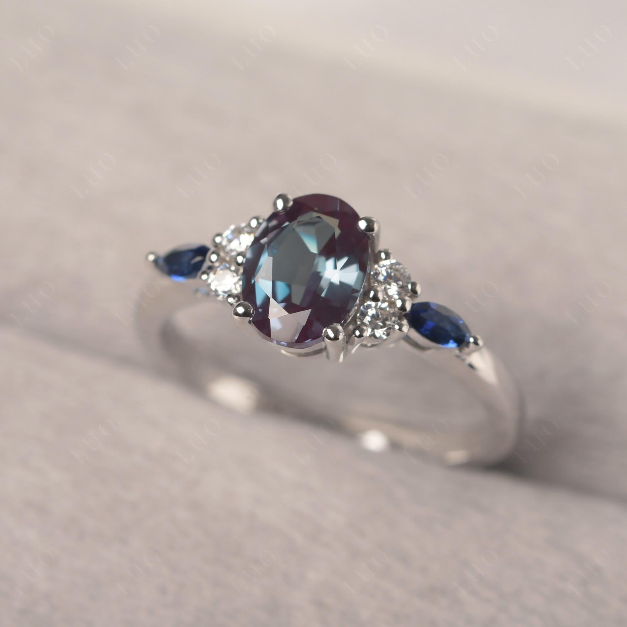 Simple Oval Alexandrite Engagement Ring - LUO Jewelry 