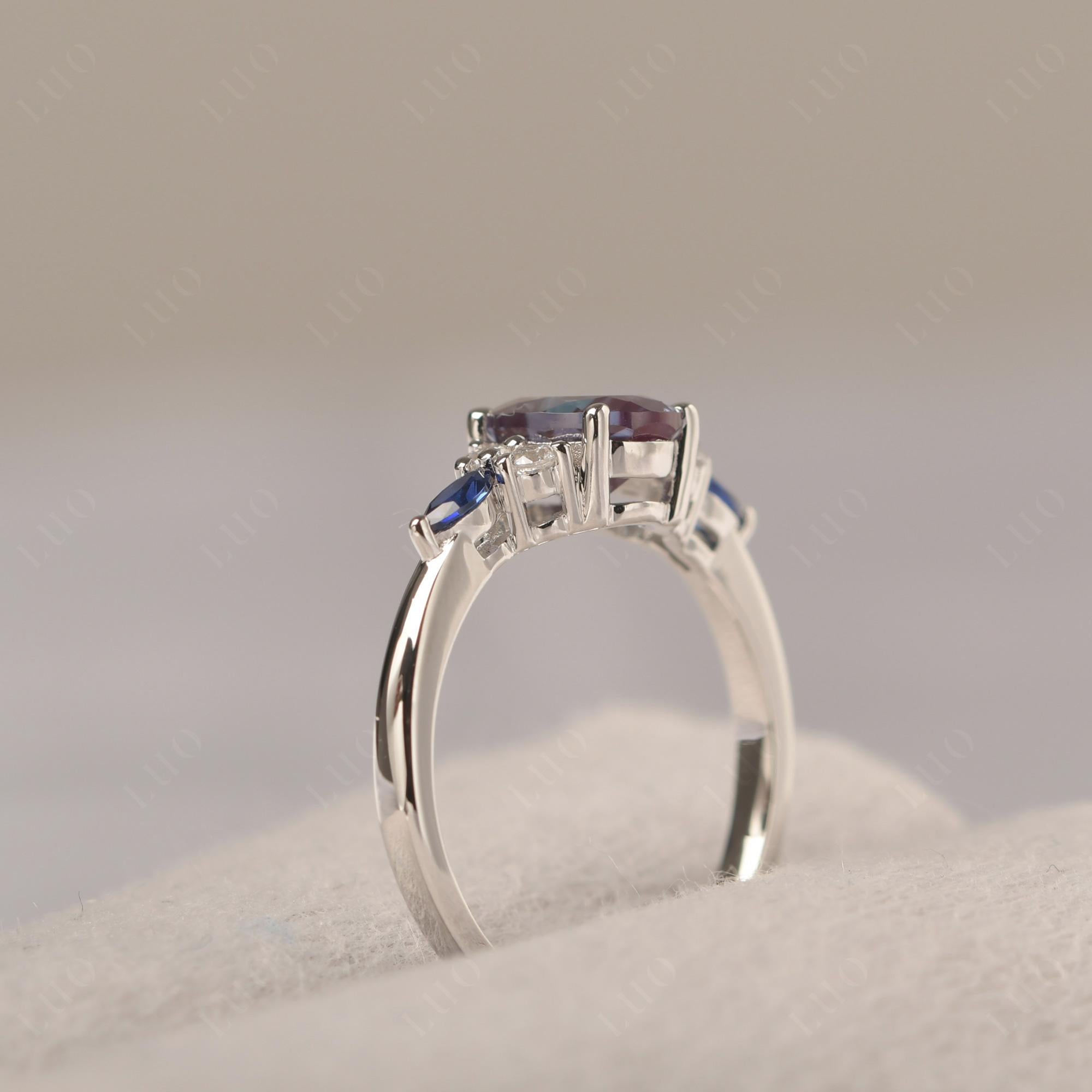 Simple Oval Alexandrite Engagement Ring - LUO Jewelry 