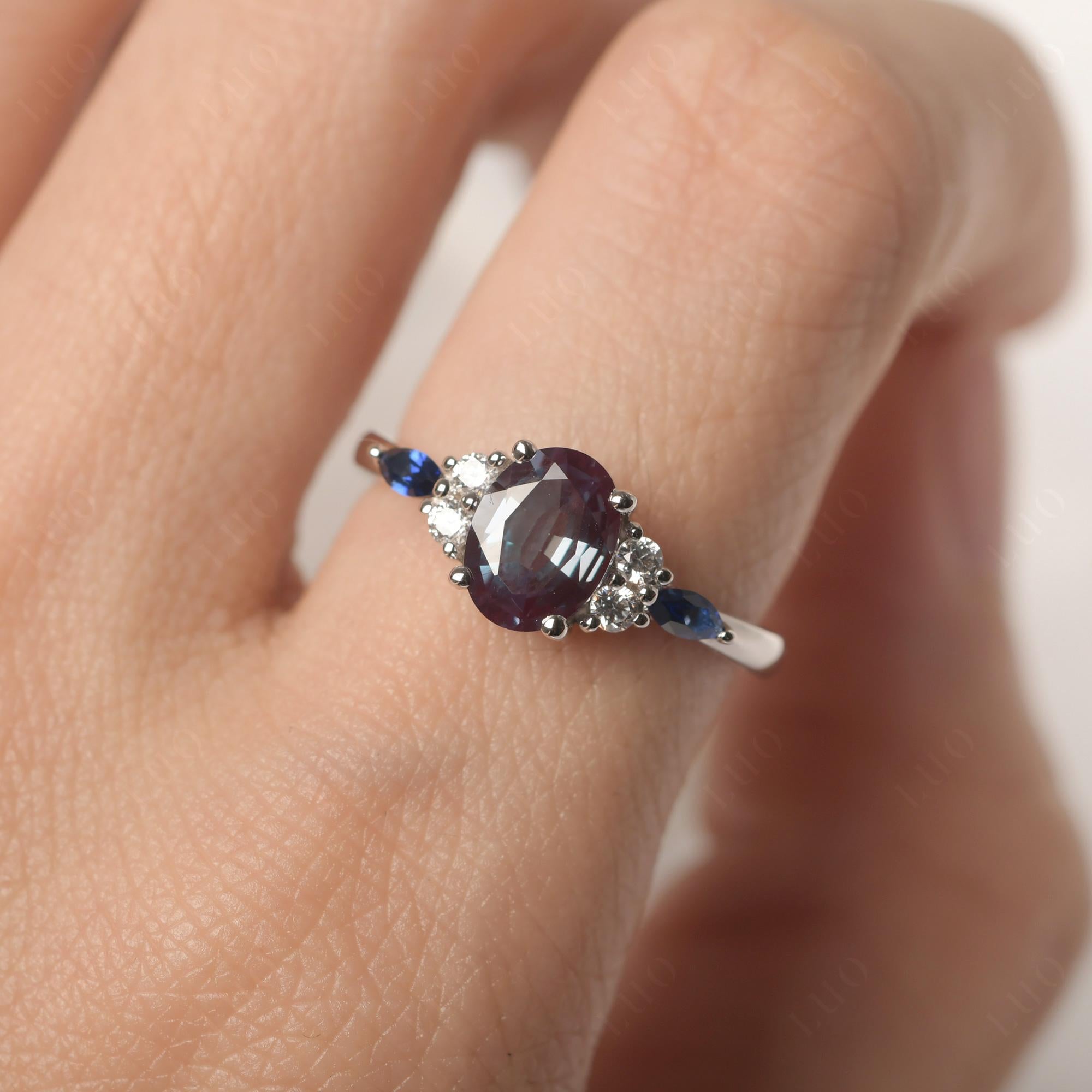 Simple Oval Alexandrite Engagement Ring - LUO Jewelry 