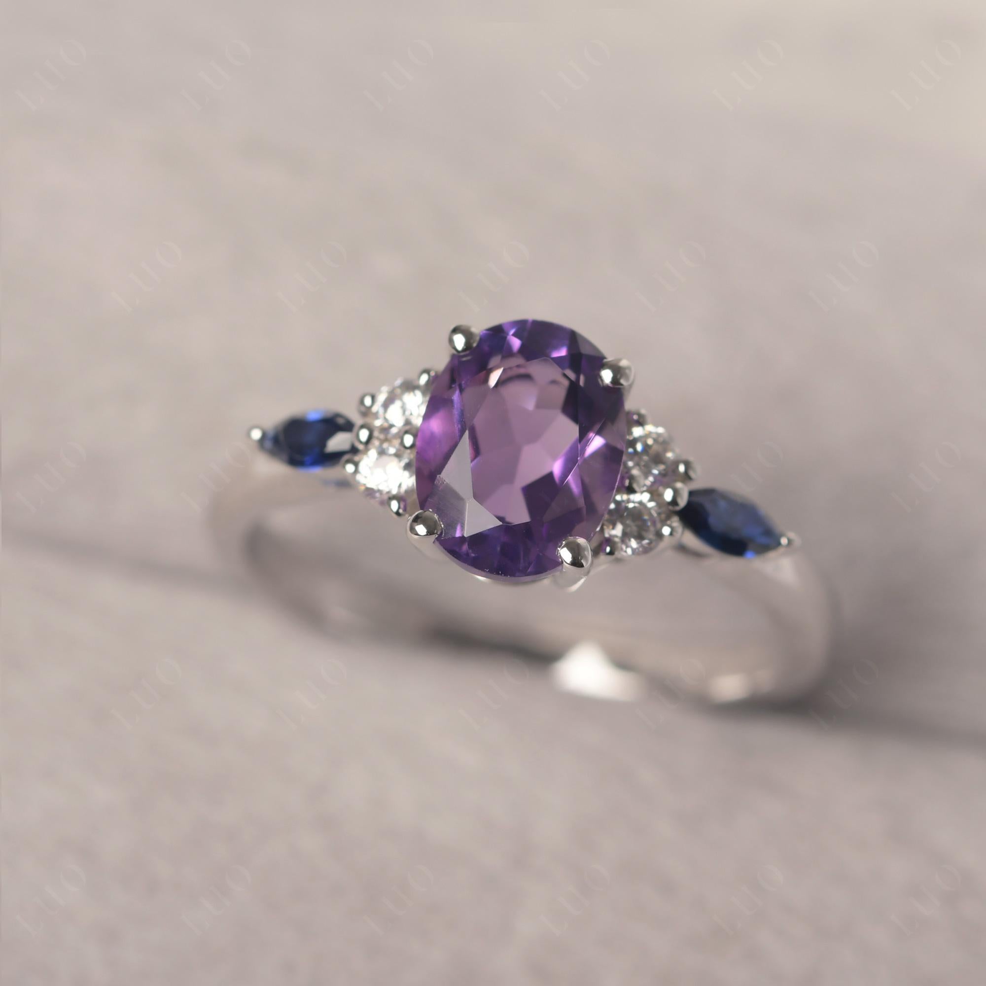 Simple Oval Amethyst Engagement Ring - LUO Jewelry 