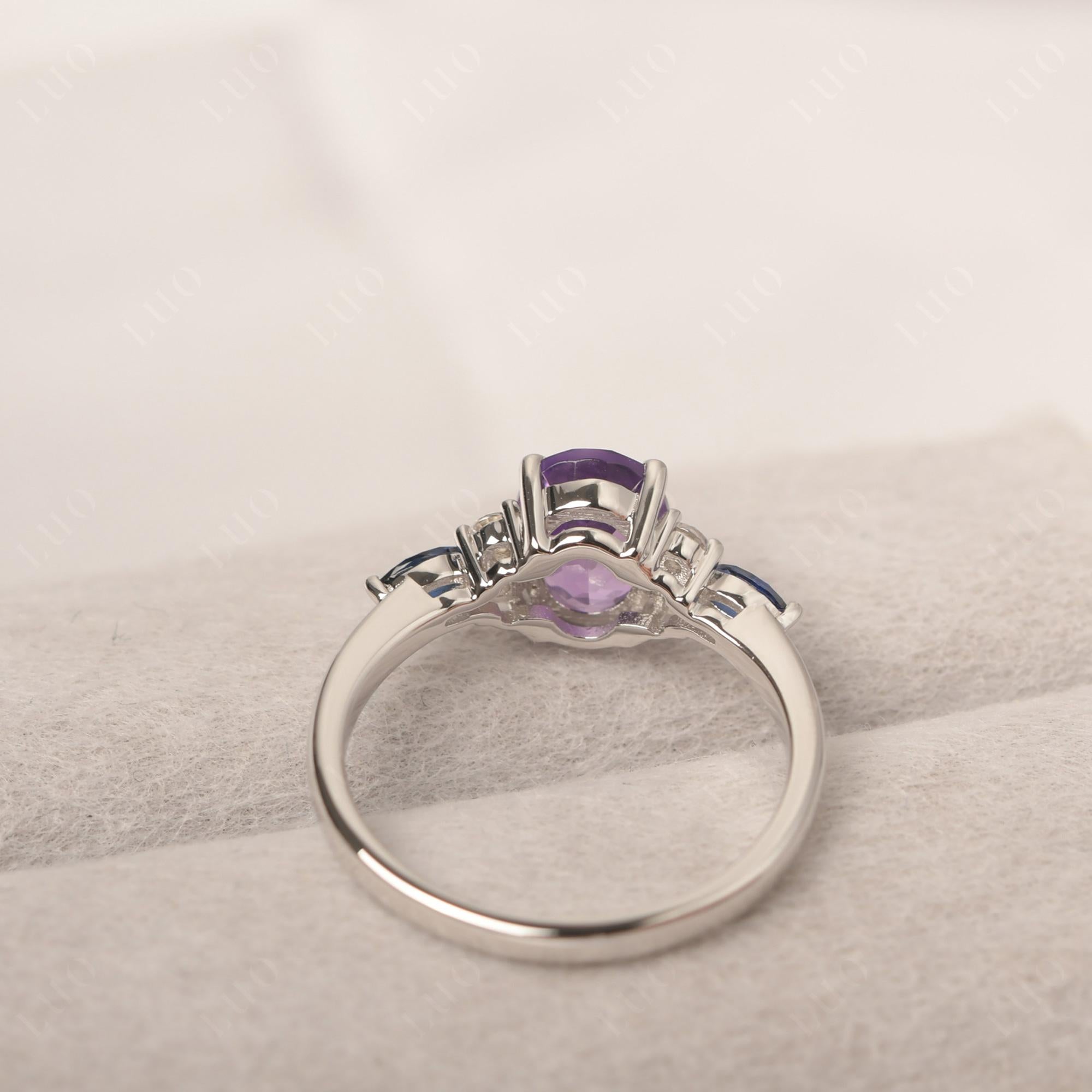 Simple Oval Amethyst Engagement Ring - LUO Jewelry 