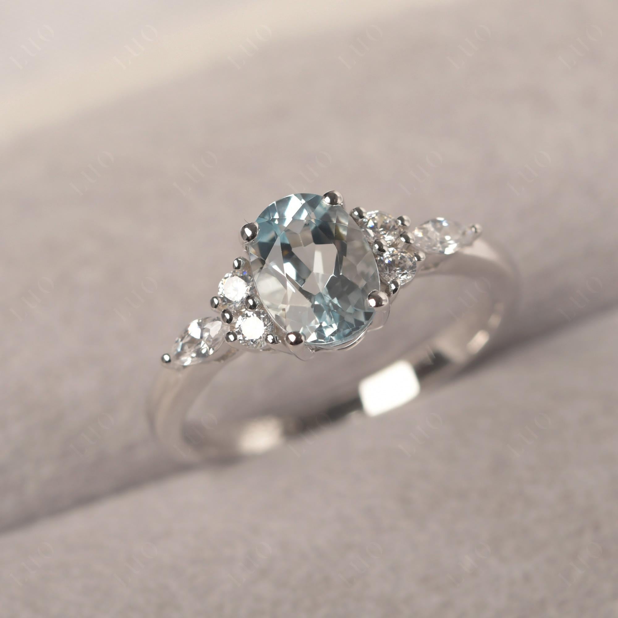 Simple Oval Aquamarine Engagement Ring - LUO Jewelry 