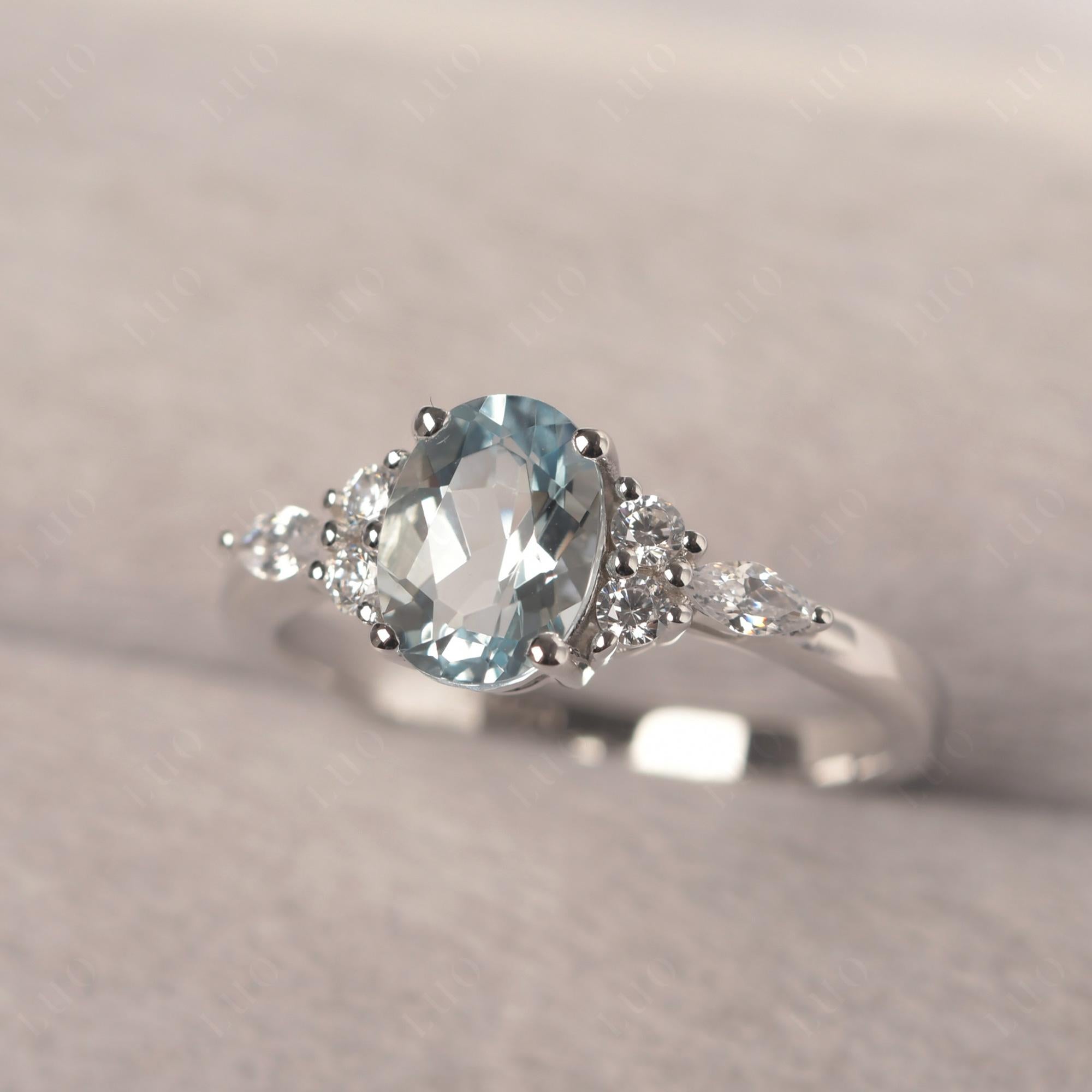 Simple Oval Aquamarine Engagement Ring - LUO Jewelry 