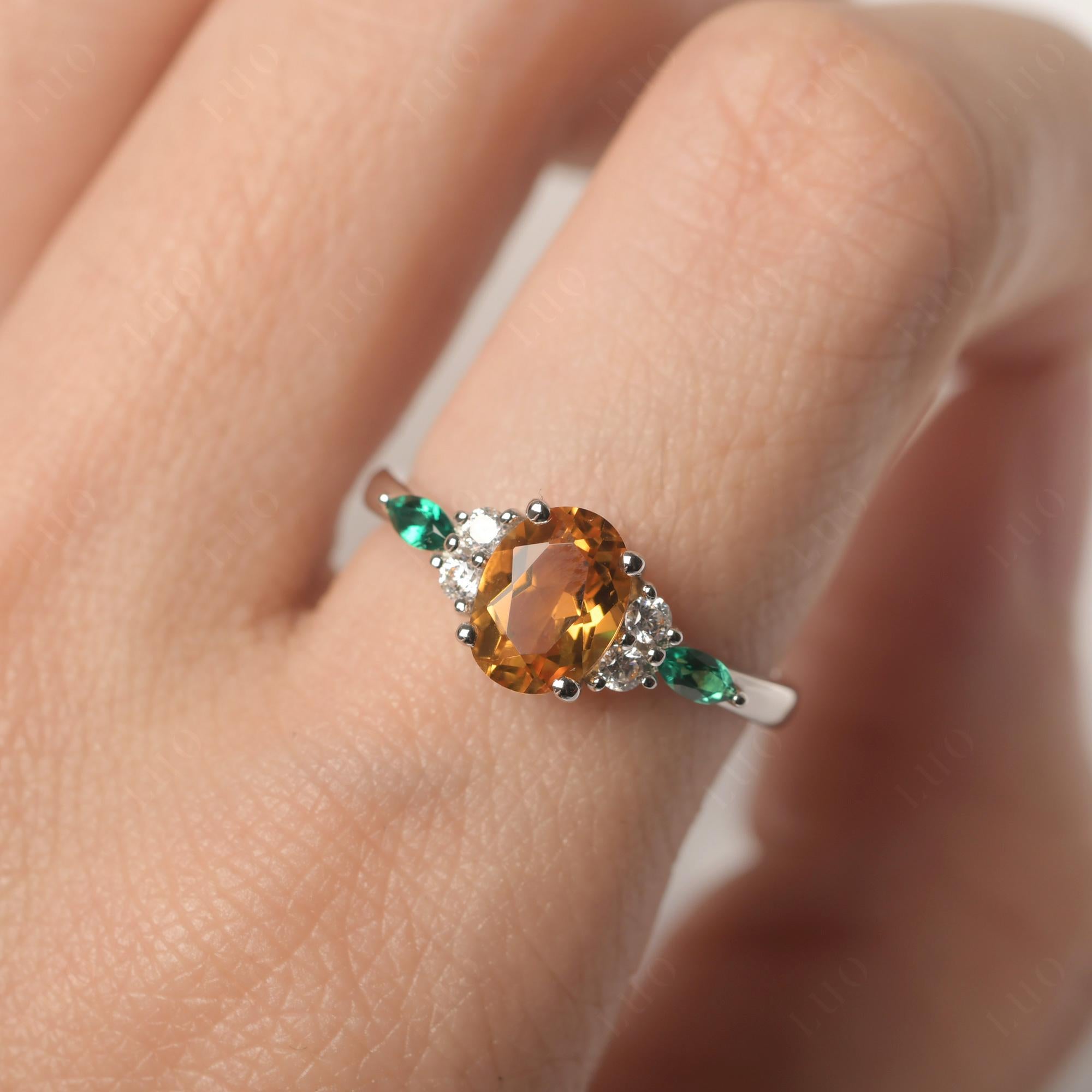 Simple Oval Citrine Engagement Ring - LUO Jewelry 